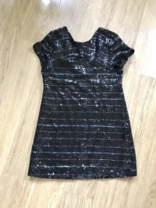 Zara Black Striped Sequin Mini Dress Size M 10 Amazing Cut w Low Back - Picture 1 of 10