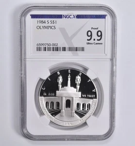 Proof 9.9 1984-S Olympics Commemorative Dollar NGC X NGCX *4386 - Picture 1 of 5
