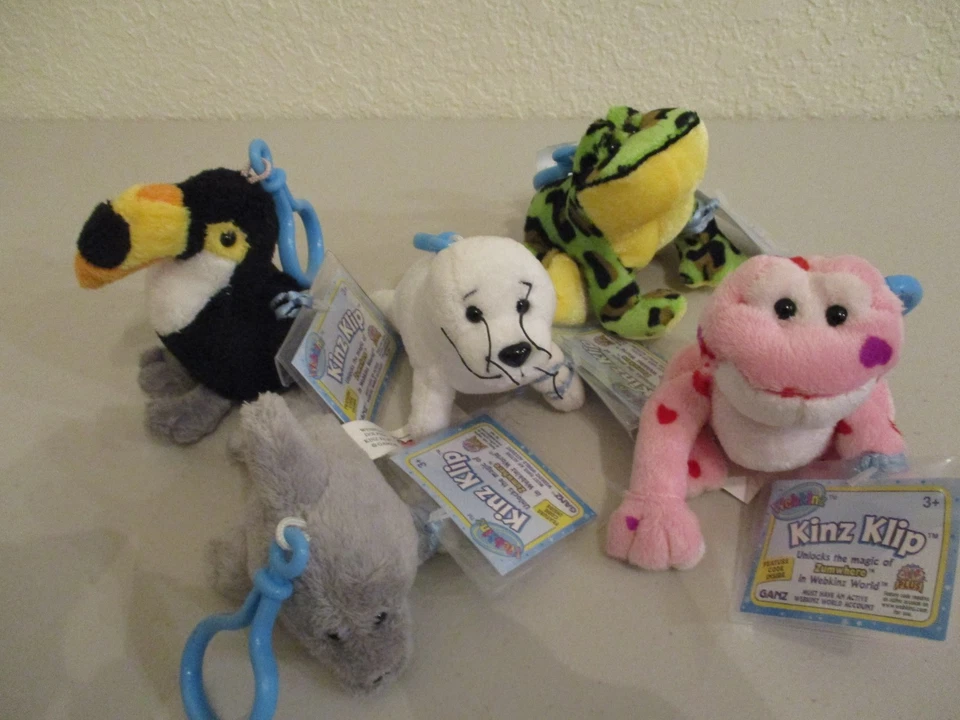 Webkinz Kinz Klips x5 con 5 códigos sin usar. Nuevo. Love Frog, tucán Toco y más Foto 1 de 1