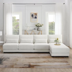120*61" Oversized Deep Seat Sectional Sofa with Reversible Chaise, 3 Colors - Picture 1 of 18