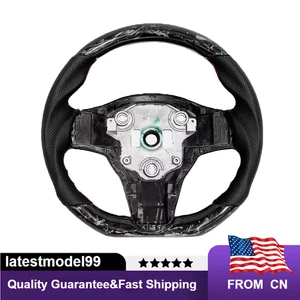 Volante de fibra de carbono forjado costura roja para Tesla Model 3Y 2018-2021 - Imagen 1 de 6
