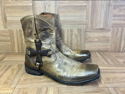 RARO🔥 9.5 - Botas de Cuero Marrón Cruzado Mark Nason Hechas en Italia Para Hombre Foto 1 de 4