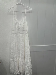 Simplee Eyelet Dress Blush White Y2K Spaghettiträger Maxikleid Beachy Romantic - Bild 1 von 4