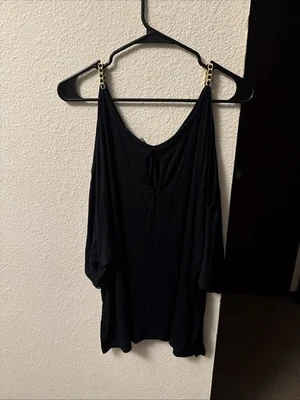 Woman’s Jennifer Lopez Plus Size 1X Cold Shoulder Black Top NWT - Image 1 of 4
