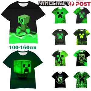 Kids Creeper Face T-Shirt Cosplay Costume Boys 3D Printed Short-sleeved Tee Tops - Picture 1 of 23