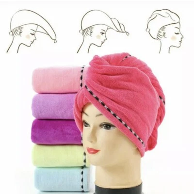 Rapid Fast Drying Hair Absorbent Towel Turban Wrap Soft Shower Bath Cap Hat - Image 1 of 4
