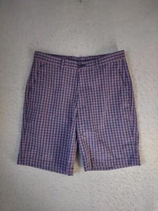 Brooks Brothers Mens Shorts 33 Blue Check Chino Flat Front Cotton Blend Casual - Picture 1 of 11