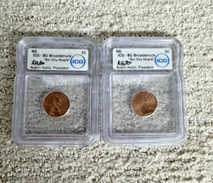 2 ICG BU 2000 1c-Broadstruck Error Sin City Hoard Hand Signed Austin Hutto - Picture 1 of 5