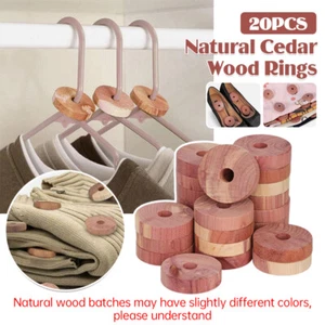 20 Pack Natural Cedar Wood Rings Moth Repellent for Clothes Wardrobe Drawer - Picture 1 of 12