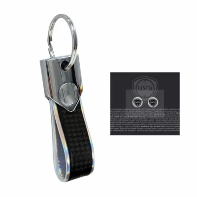 Porte-Clés Silver Carbone Avec Logos Lancia Black Originaux 12 Mm - Photo 1/4