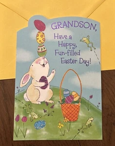 Happy Easter Grandson Hugs And Love ❤️ 🐣 5.5”X8” Hallmark Greeting Card - Picture 1 of 11