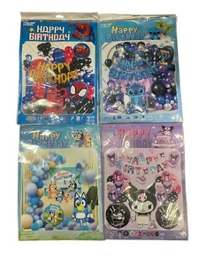 Happy Birthday Deko Set Spiderman, Stitch, Bluey, Kuromi Volldekoration - Bild 1 von 9