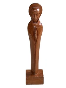 Vintage Wooden Sculpture Virgin Mary Madonna Figurine Catholic Decor 9” tall EUC - Picture 1 of 7