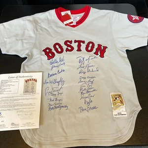 Stunning 1975 Boston Red Sox AL Champs Team Signed Jersey Carl Yastrzemski JSA - Picture 1 of 11