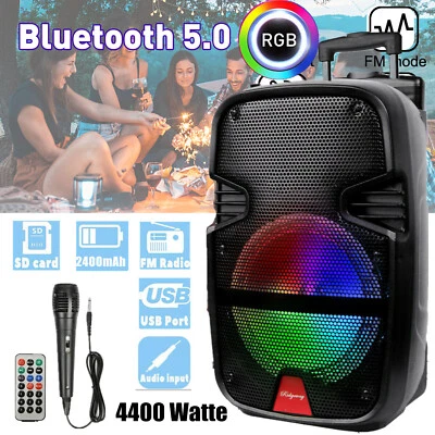 3000W 8" Subwoofer Portable Bluetooth Speaker Sound System Party w/Micro DJ FM - Image 1 of 4