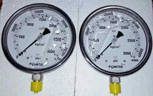 Lotto 2 pezzi manometro alta pressione doppia scala 0-3000 BAR /0-43000 PSI - Foto 1 di 3
