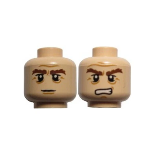 LEGO LotR - Minifigura, cabeza con cejas marrones tupidas, estrella / muecas (Gimli) Foto 1 de 1