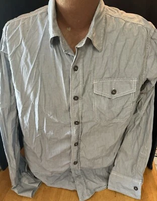 Converse Men's One Star White/ blue Button Up Cotton Long Sleeve Shirt Adult L - Image 1 of 4