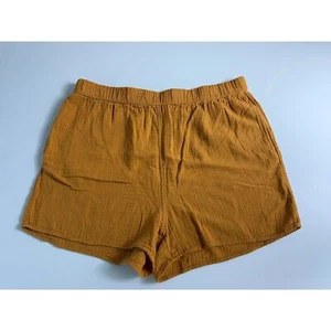 Universal Thread Women's Cotton Gauze Pull On Shorts Mustard Yellow Gold Size L - Picture 1 of 11