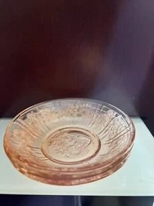 Set of 3 Depression Glass Federal Glass Co SHARON / CABBAGE ROSE 6” Bowls - Picture 1 of 2