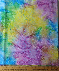 Markenloser bunter gepunkteter Batikstoff, 1 Yd, neu - Bild 1 von 2
