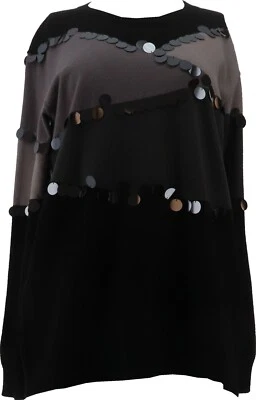 Suéter DG2 Diane Gilman Paillette Colorblock NEGRO XL NUEVO (802) Foto 1 de 4