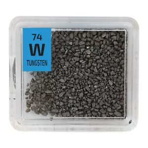 Tungsten Metal 99.99% W Element Sample in Periodic Element Tile Rare Foil Grain - Picture 1 of 5