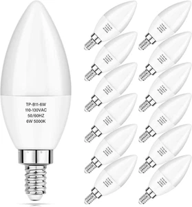 Maxvolador 12-Pack E12 Candelabra LED Bulbs 60W Equivalent, 6W 600 LM Chandelier - Picture 1 of 12