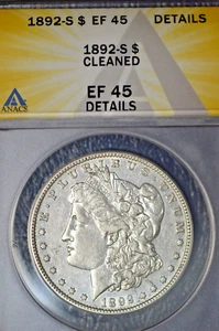 Hermoso dólar de plata Morgan EF-45 1892-S limpio PL brillo - Imagen 1 de 4