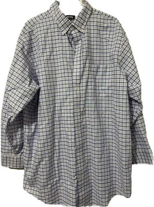 Lands End 18 35 Tall Mens Shirt Check Supima Pinpoint Oxford No Iron 2XLT - Picture 1 of 7