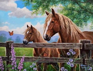 MARE & COLT DIAMOND ART PAINTING KIT w/Canvas & Supplies ( Sz 12 x 16 in) NEW! - Picture 1 of 3