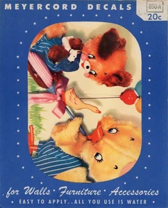 Calcomanía vintage Meyercord 890-A oso de peluche y pato con globos - Imagen 1 de 3