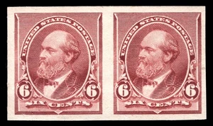 MOMEN: US STAMPS #224P5 IMPERF PAIR PROOF MINT OG LH VF+ CAT $225+ LOT #96138* - Picture 1 of 2