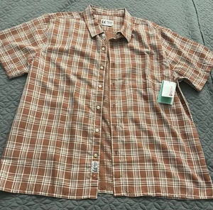 Marmot Mountain Works Orange Plaid Hiking Shirt 2XL Short Sleeve Outdoor - Picture 1 of 4