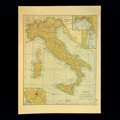 Vintage ITALY Railroad Map Wall Art Post WWI Original Rome Naples Venice - Image 1 of 4