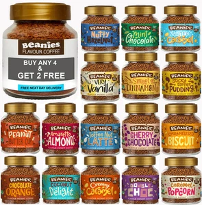 BEANIES INSTANT FLAVOURED COFFEE JARS 50g BUY 4 & GET 2 FREE : ADD 6 to BASKET - Picture 1 of 26