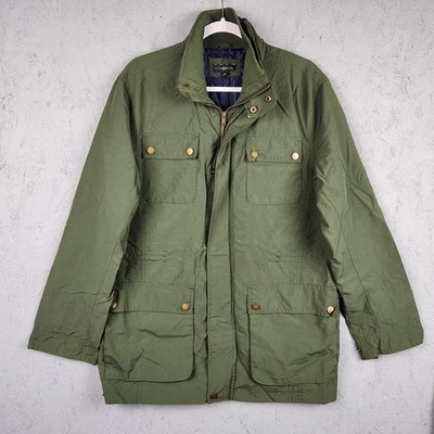 Chaqueta Club Room Para Hombres Mediana Verde Tareas Abrigo de Campo Bolsillos Utilitarios Forrado de Nylon Foto 1 de 4