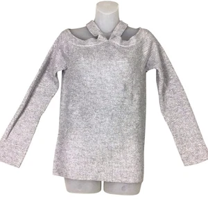1. Maglione donna State grande collo incrociato spalle scoperte pullover grigio tinta unita - Foto 1 di 11