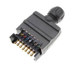 Black 7 Pin Flat Plug Male CONNECTOR Caravan Trailer Adapter Boat Quick Fit CAMP - Picture 1 of 8
