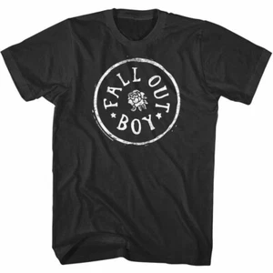 Fall Out Boy Men's T-Shirt Circle Rose Stamp Logo Graphic Tee Alt Pun - Picture 1 of 2