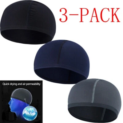 3 Pack Cooling Skull Cap Helmet Liner Sweat Wicking Cycling Running Hat for Men - Image 1 of 4