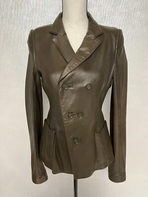 BALENCIAGA 羊皮夹克/西装外套军用绿色尺寸 40 IT/6US — 第 1/4 张图片