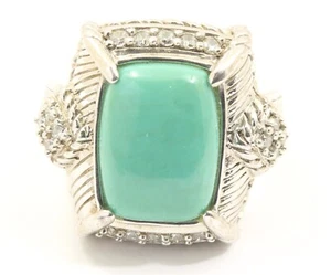 Judith Ripka Sterling Silver 925 Turquoise CZ Braided Ring Size 6 - Picture 1 of 5