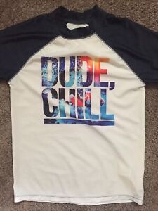 Old Navy Boys Swim Shirt Pre Owned Dude Chill L/G 10/12