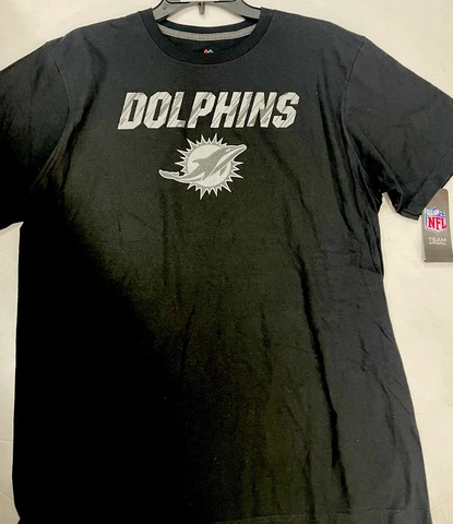 NEW Men's NFL Miami Dolphins Black Reflective Shirt Majestic Large Cover