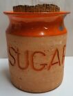 Australian Florenz Pottery Orange Sugar Canister c1951-80 A/F bad repair on rim 