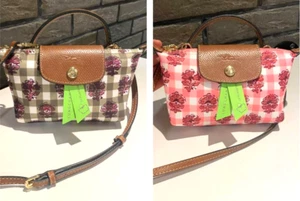 Longchamp Le Pliage XS Shoulder Bag Flower Check Pattern ( Pink / Brown ) - Picture 1 of 16