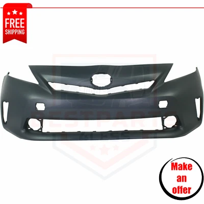 NEW Front Bumper Cover w/ Fog Lamp Holes, Primed for 2012-2014 Toyota Prius V Foto 1 de 4