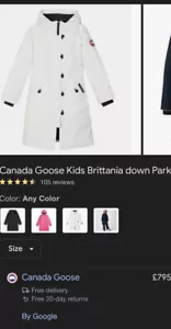 Rrp £650 CANADA GOOSE YOUTH BRITTANIA PARKA (SIZE M 10-12) North Star White XS - Picture 1 of 14