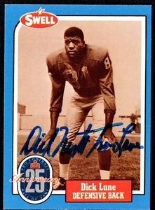 1988 Swell Football Greats Hall of Fame Dick Lane #65 SIGNED AUTO Card HOF D2002 - Picture 1 of 3